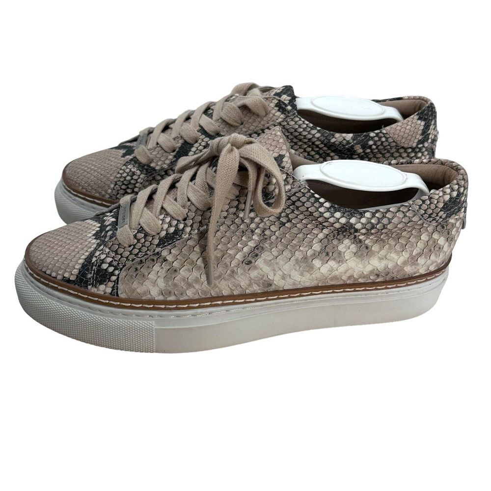 J/SLIDES Sneakers Women's 6.5‎ M Maya Lace Up Platform Shoes Snakeskin Print View 3